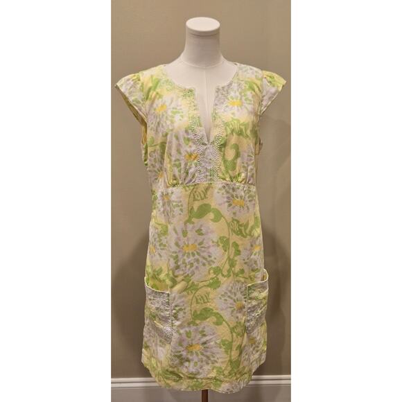 Lilly Pulitzer Jubilee Shift Dress Cap Sleeve Embroidered Pockets V-Neck Size 14 - Picture 2 of 11